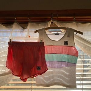 Running shorts and top
